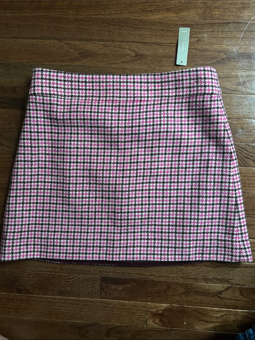 J. Crew Pink and Brown Houndstooth Mini Skirt